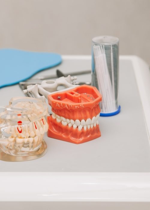 Dental,Instruments,And,Dental,Hygienist,Examination,Concept,With,Model,Dentures